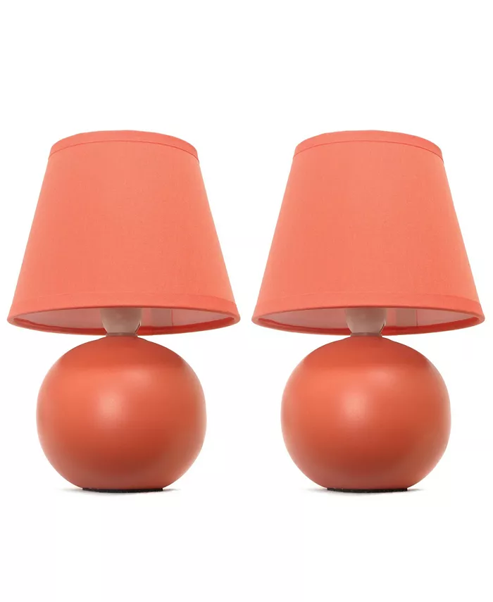 All The Rages Simple Designs Mini Ceramic Globe Table Lamp 2 Pack Set