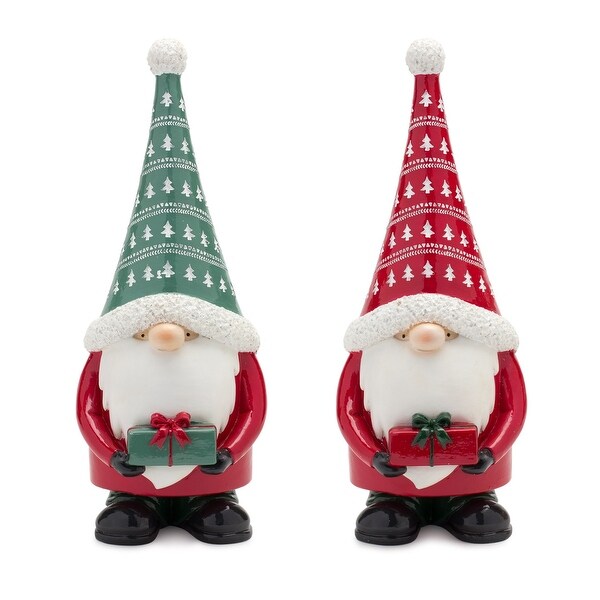 Set of 2 Gnome with Gift Christmas Tabletop Decors 12