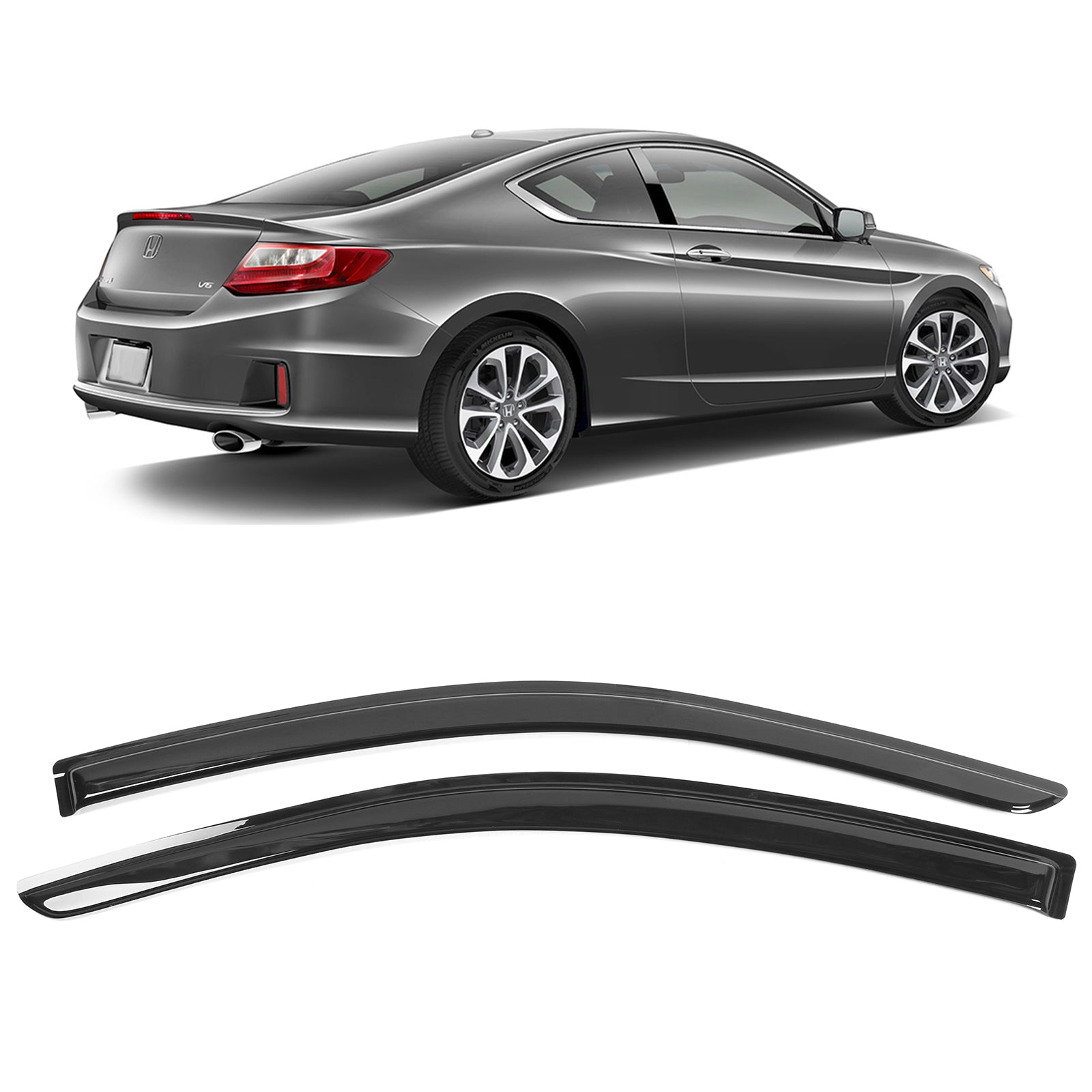 Ikon Motorsports Compatible with 13-17 Honda Accord Coupe Acrylic Window Vent Visor Deflector Rain Guards 2Pc Outside Mount 2013 2014 2015 2016 2017