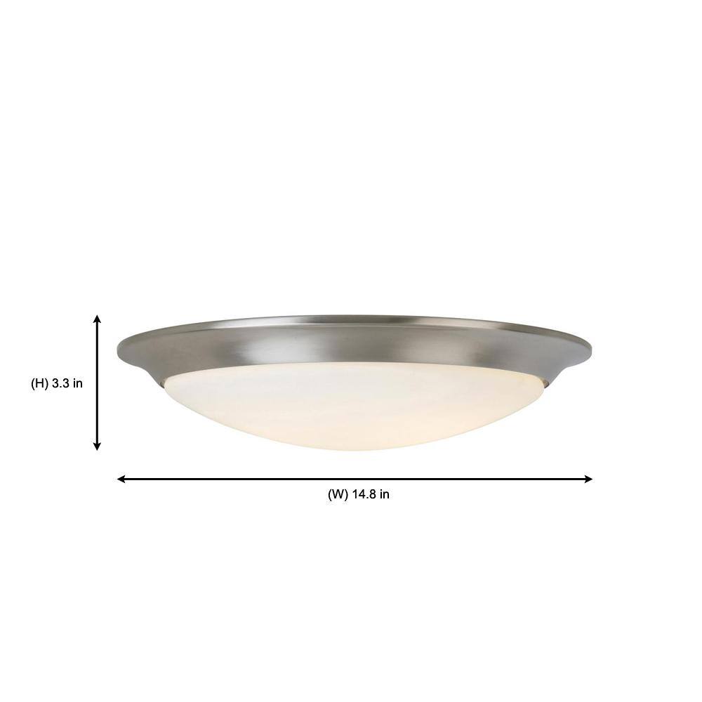 Hampton Bay 15 in. Brushed Nickel LED Ceiling Flush Mount (2-Pack) HGV8011LL-2PKBN