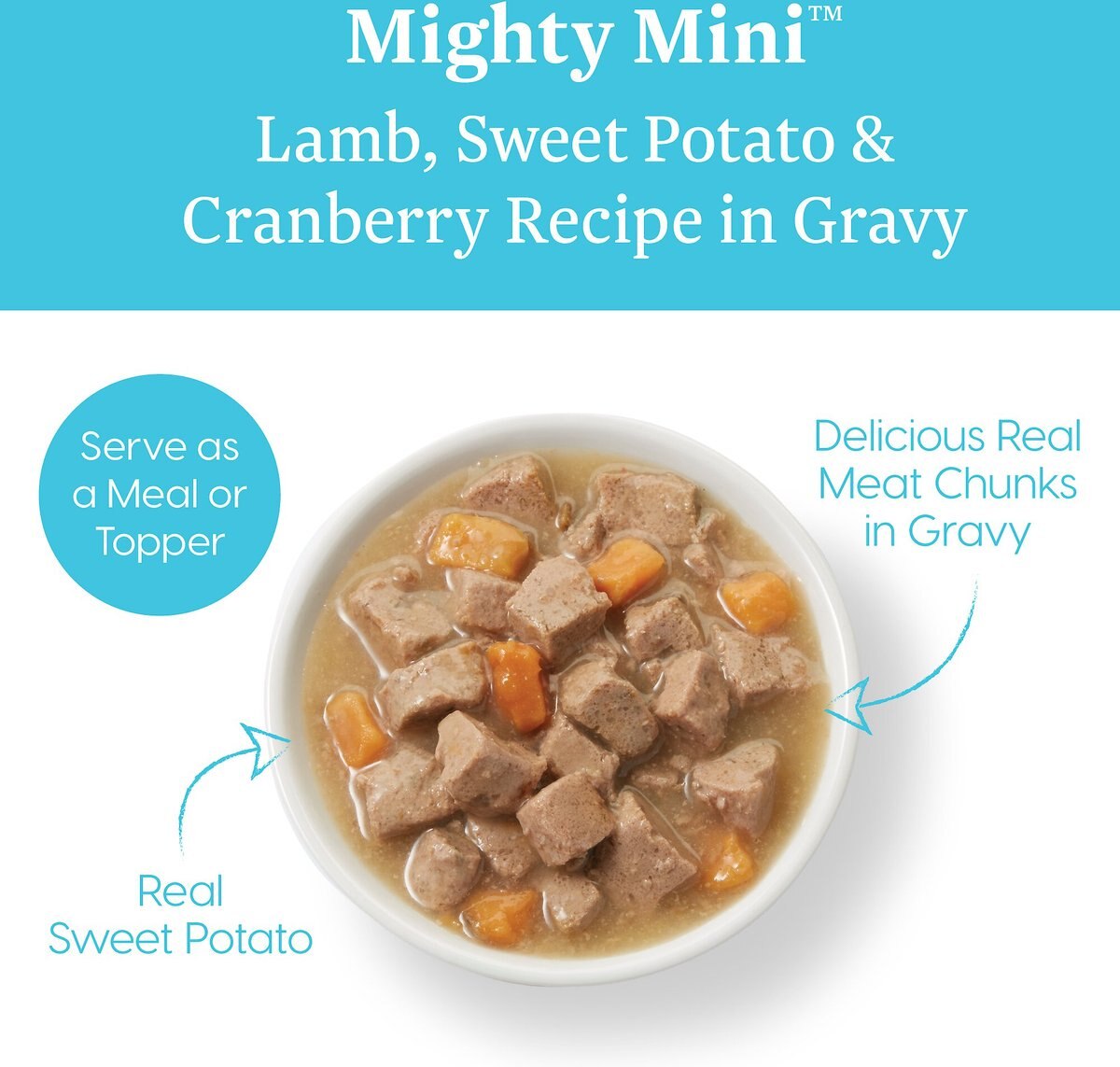 Solid Gold Mighty Mini Lamb， Sweet Potato and Cranberry Toy and Small Breed Recipe Grain-Free Dog Food Trays