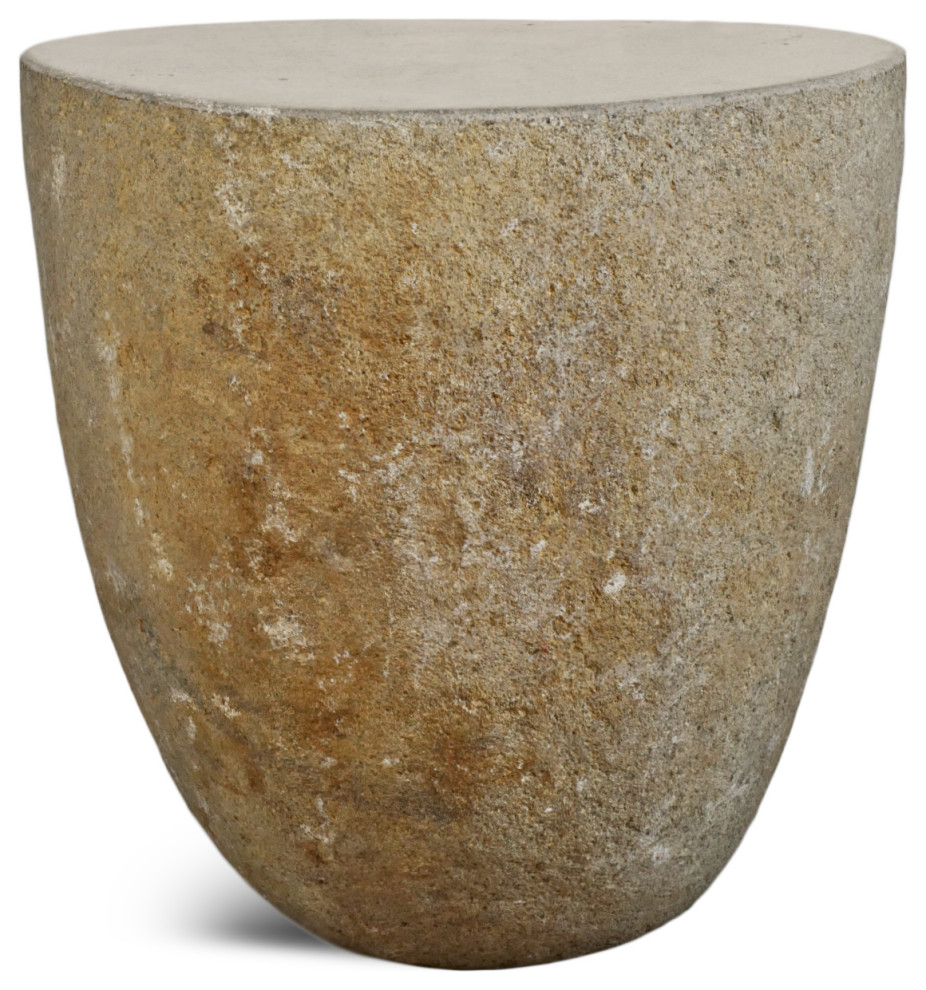 Stone Boulder Stool Table 4   Rustic   Outdoor Side Tables   by Design Mix Furniture  Houzz