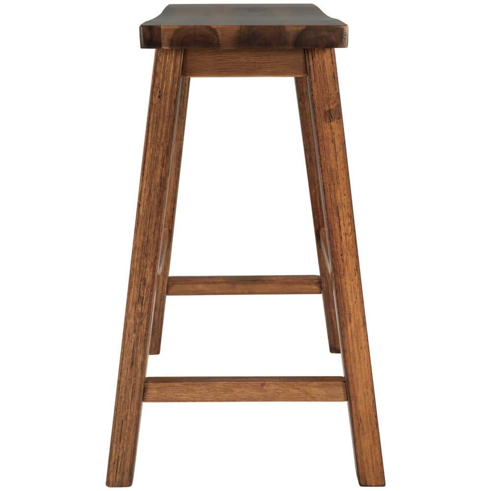 23.6 in. H Stool Walnut Rustic Rubber Wood Backless Bar Stool Counter Height Kitchen Dining Stools (Set of 2) ZY-WF285473AAD