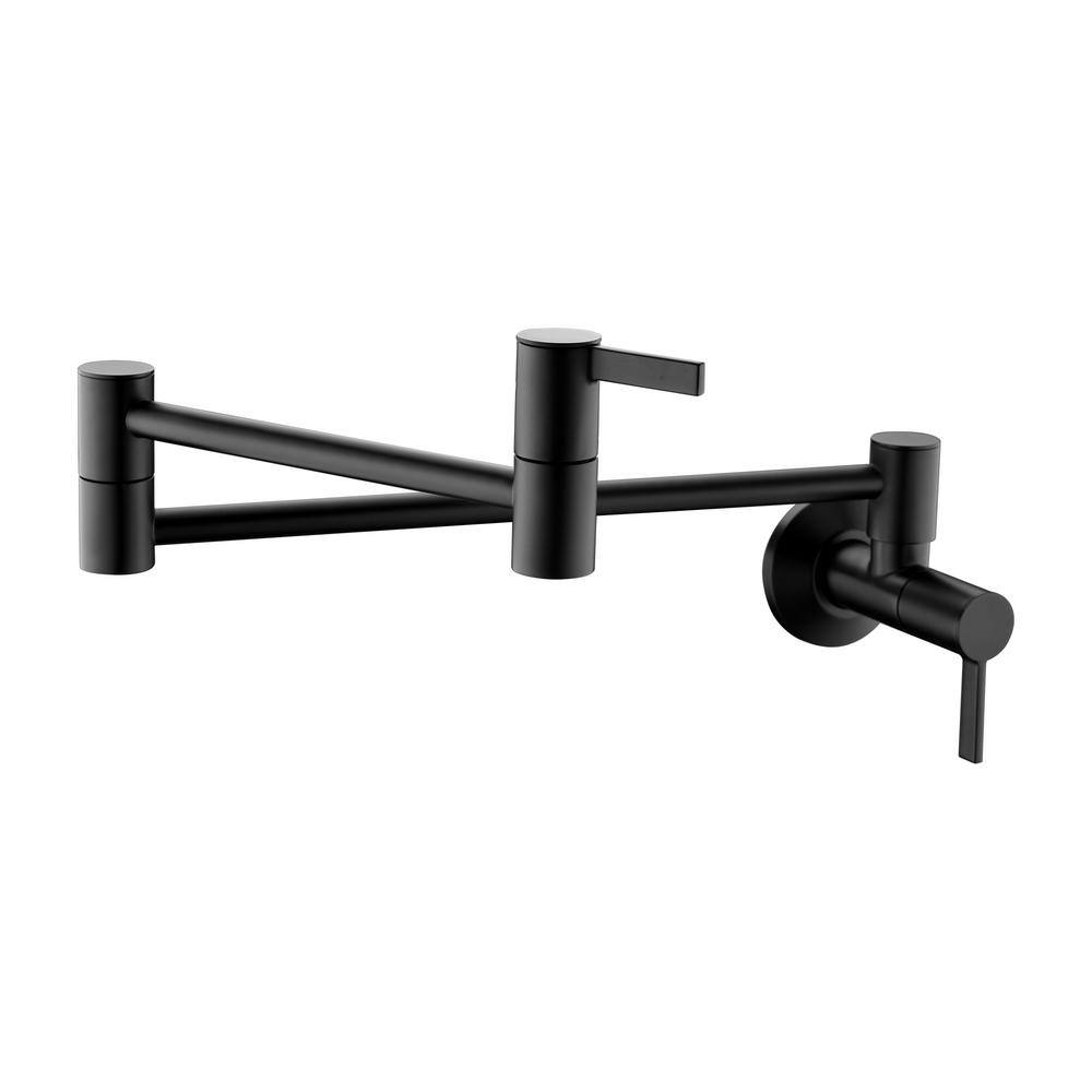 LUXIER Contemporary 2-Handle Wall-Mounted Pot Filler in Matte Black KTS17-TM-V