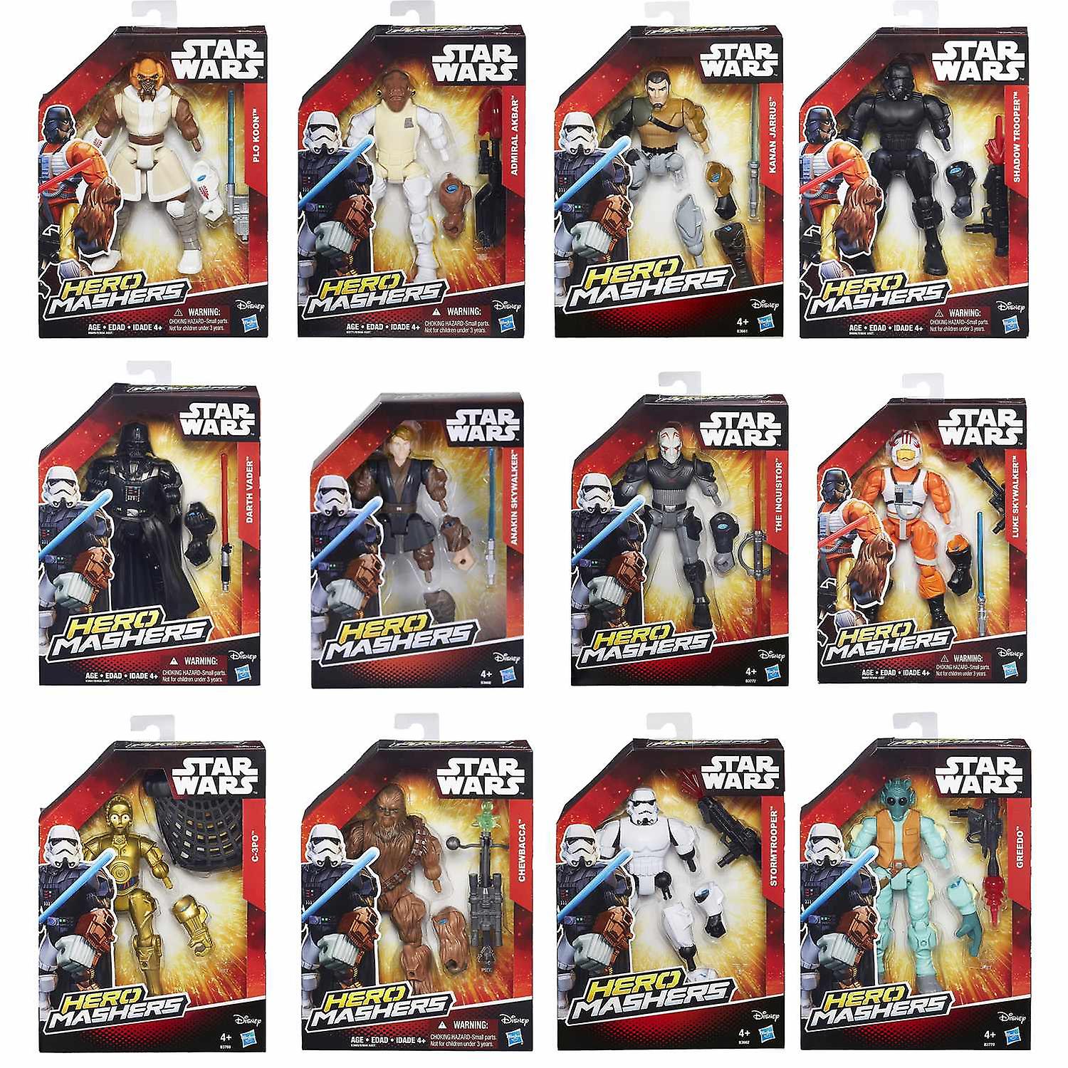 4-Pack Star Wars Hero Mashers Flexible Action Figures 15cm