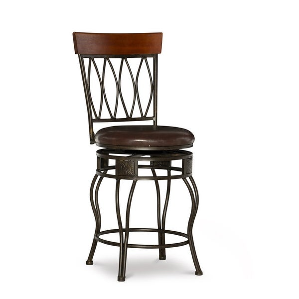 Linon Bronze Counter Stool， Elliptical Back Design