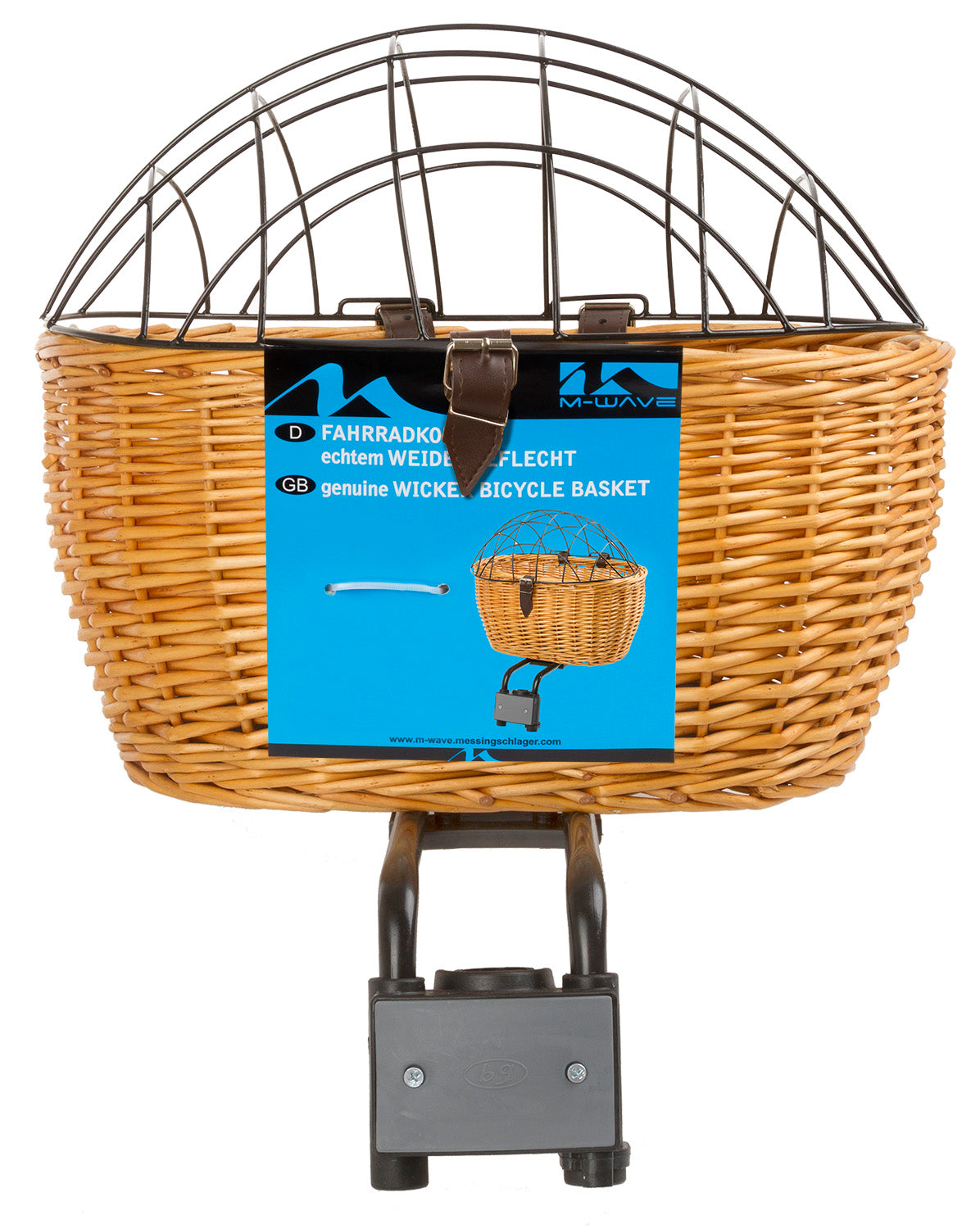 M-Wave BA Pet Wicker Basket， Stem or Seat Tube Mount， 17 x 12 x 8.5 in