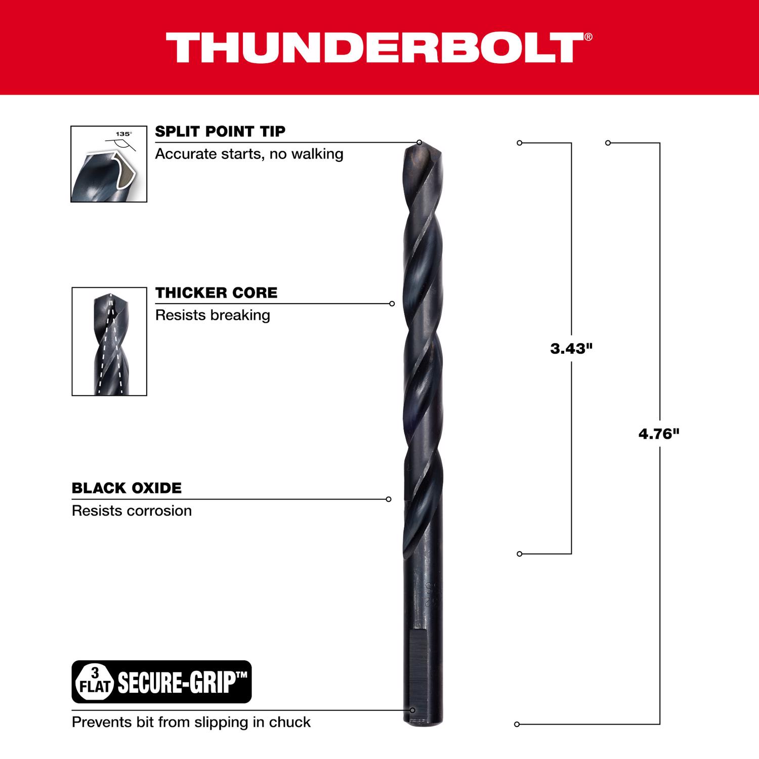 MW Thunderbolt 11/32 in. X 4-3/4 in. L Drill Bit 1 pc