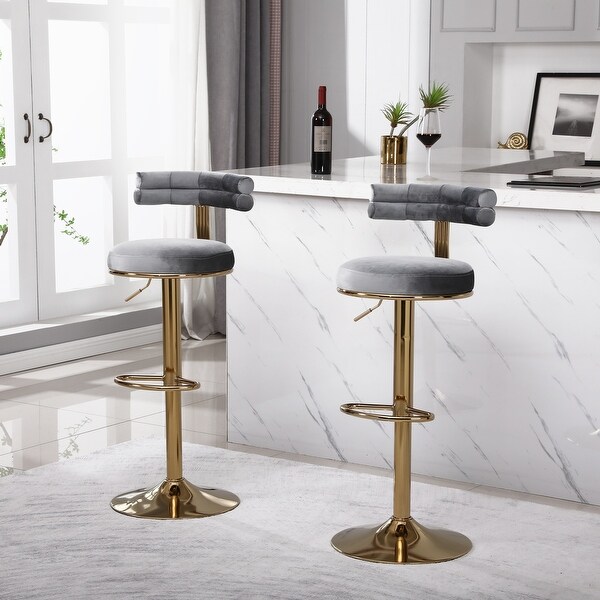 2PCS Bar Stools with Back and Footrest