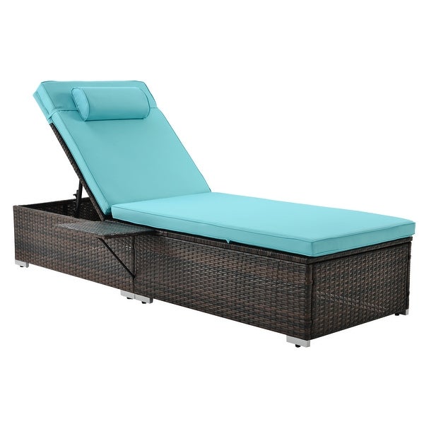 2-Piece Rattan Outdoor Reclining Chair with Adjustable Backrest Recliners， Side Table and Head Pillow - Overstock - 35974978