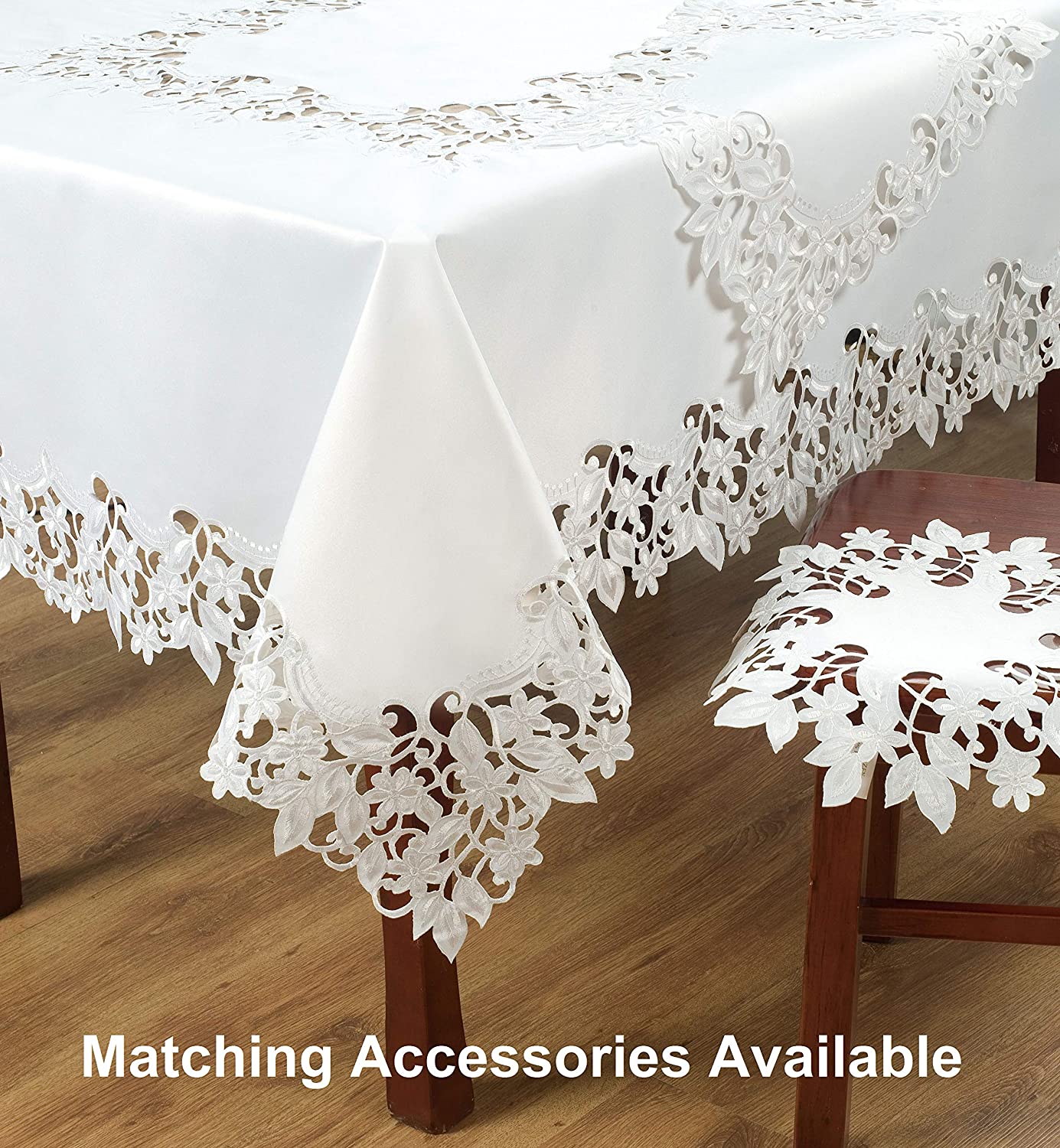 White Placemats Set of 6 - Rectangle Lace Linen Place Mats European Embroidery - Perfect for Kitchen Dining Room Table Home Decor Wedding Receptions - 14 x 20 inches - The Darvin Collection