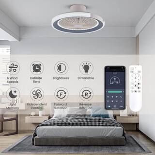 ANTOINE 20 in. Indoor White Ceiling Fan with Dimmable LED Lighting Low Profile Flush Mount Ceiling Fan with Remote HD-FSD-69