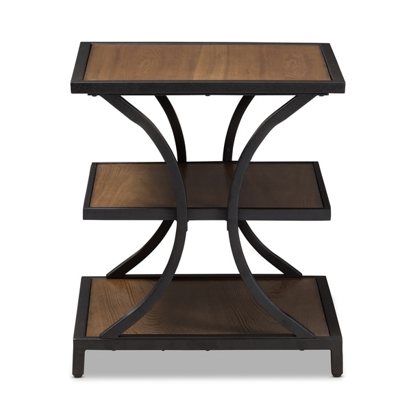 Rustic Brown and Black End Table by Baxton Studio