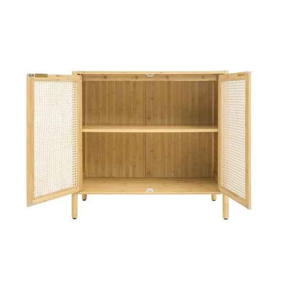 31.5 inch Natural Storage Sideboard Buffet with 2 Rattan Doors