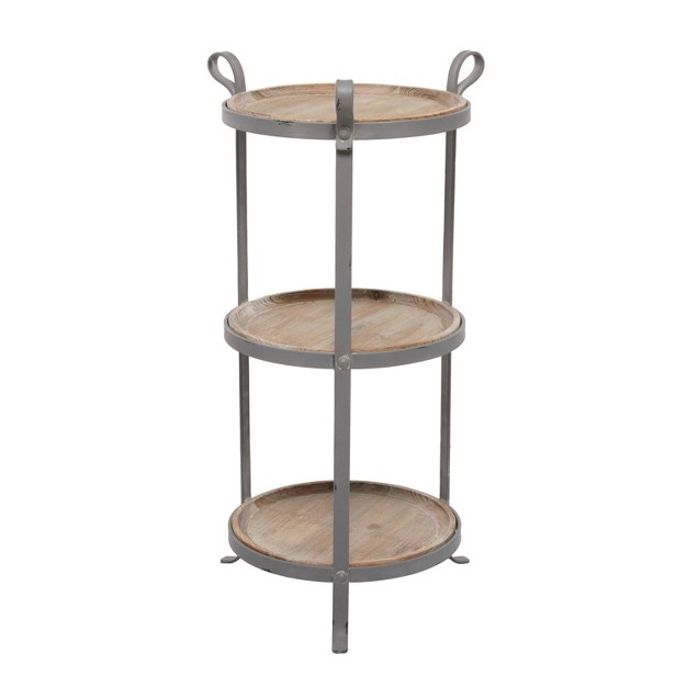 Industrial Metal Round Tiered Table Gray Olivia amp May