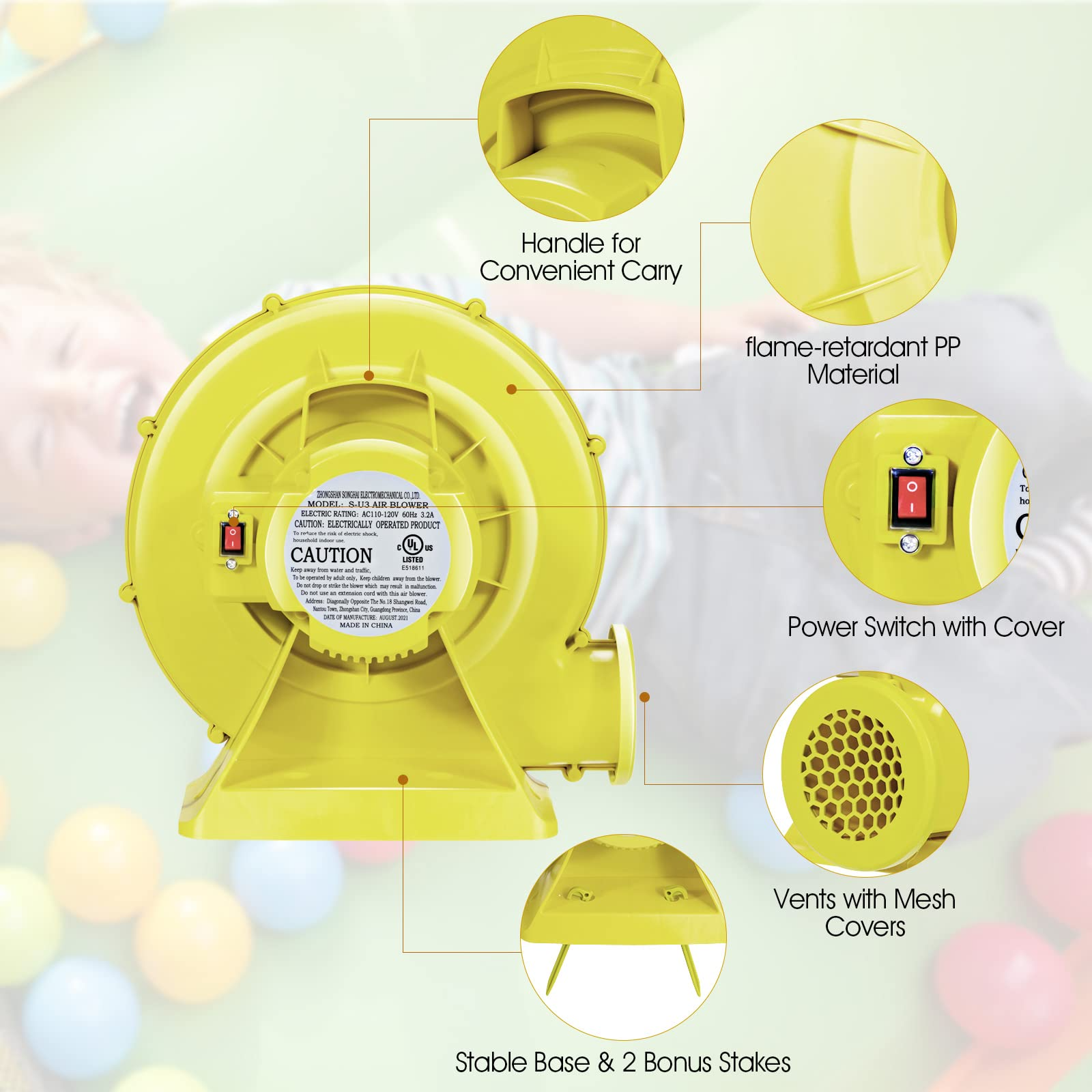 Air Blower, Pump Fan Commercial Inflatable Bouncer Blower