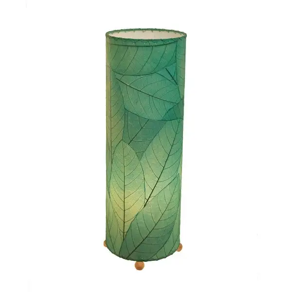 Handmade 24 Inch Cocoa Leaf Cylinder Table Lamp - 8 x 8 x 24