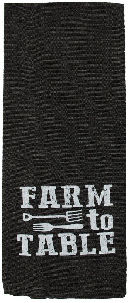 Farmhouse Kitchen Towels Set Cotton Tan Black Farm Flour Sack Towels 16”x28” 5 Piece