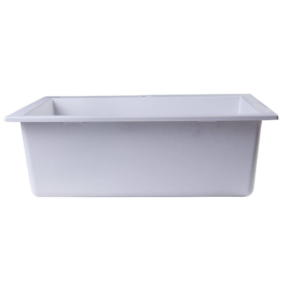 ALFI BRAND Drop-In Granite Composite 23.63 in. 1-Hole Single Bowl Kitchen Sink in White AB2420DI-W