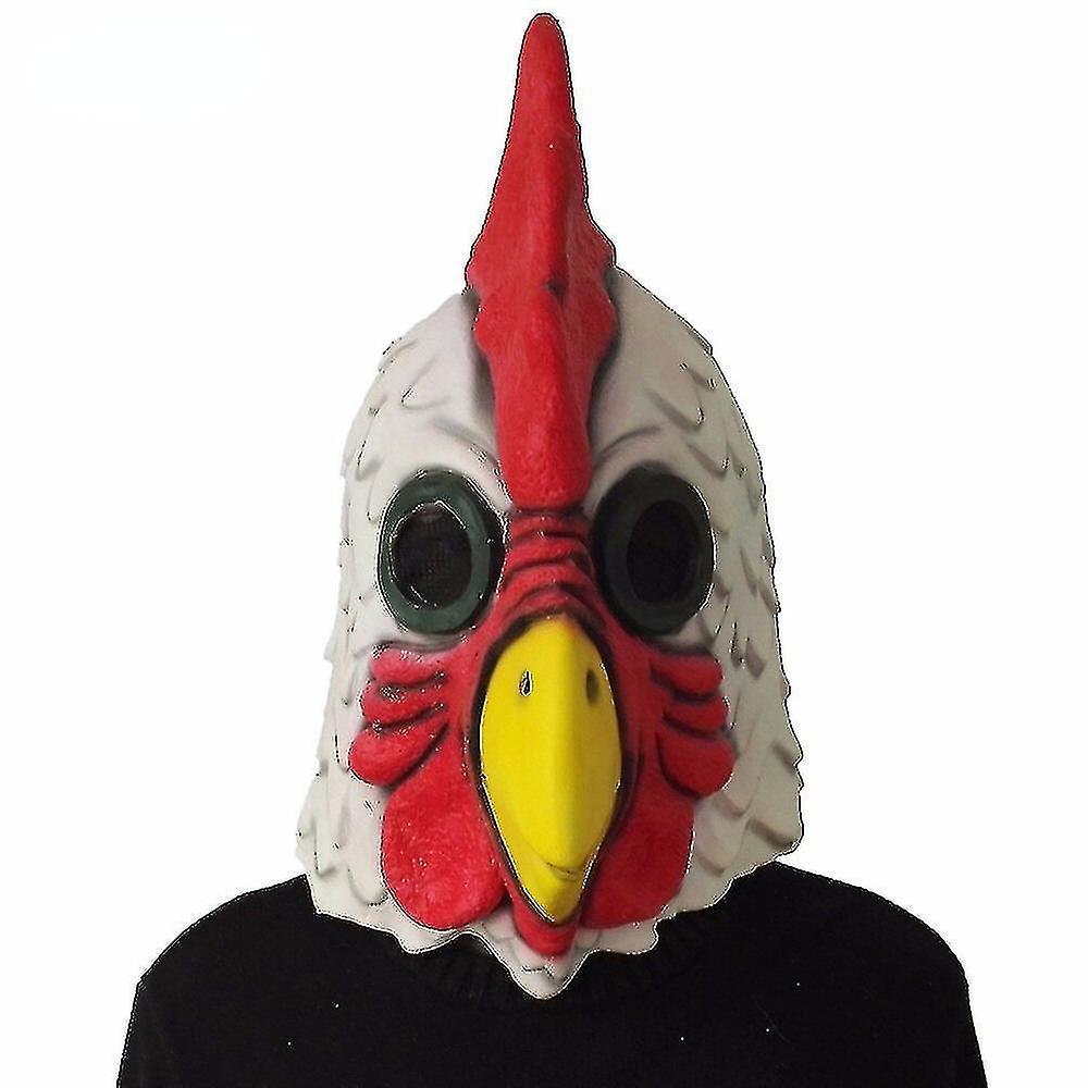 White Latex Rooster Adults Mad Chicken Cockerel Mask Halloween Scary Funny Masquerade   Mask Party M