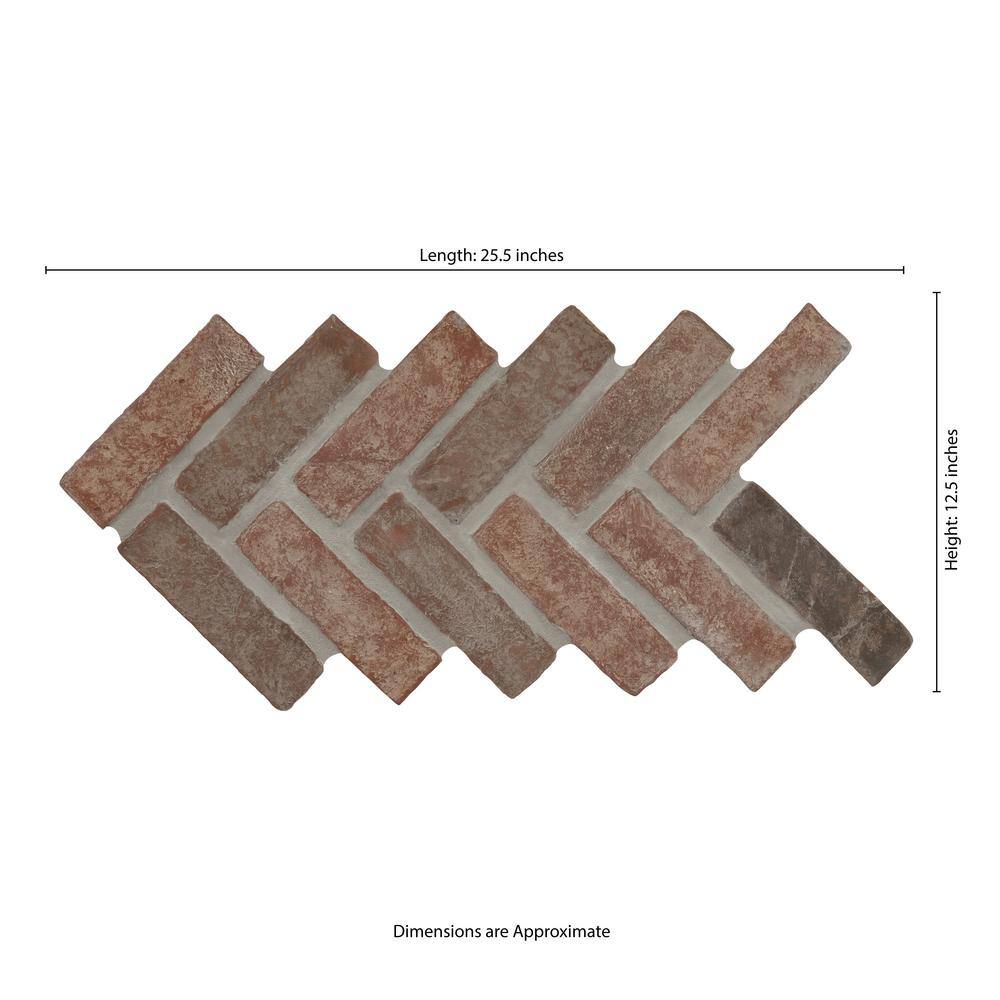 MSI Noble Red Clay 12.5 in. x 25.5 in. Brick Herringbone Mosaic Floor and Wall Tile (8.7 sq. ft.Case) CLAHB-NOBRED2X7