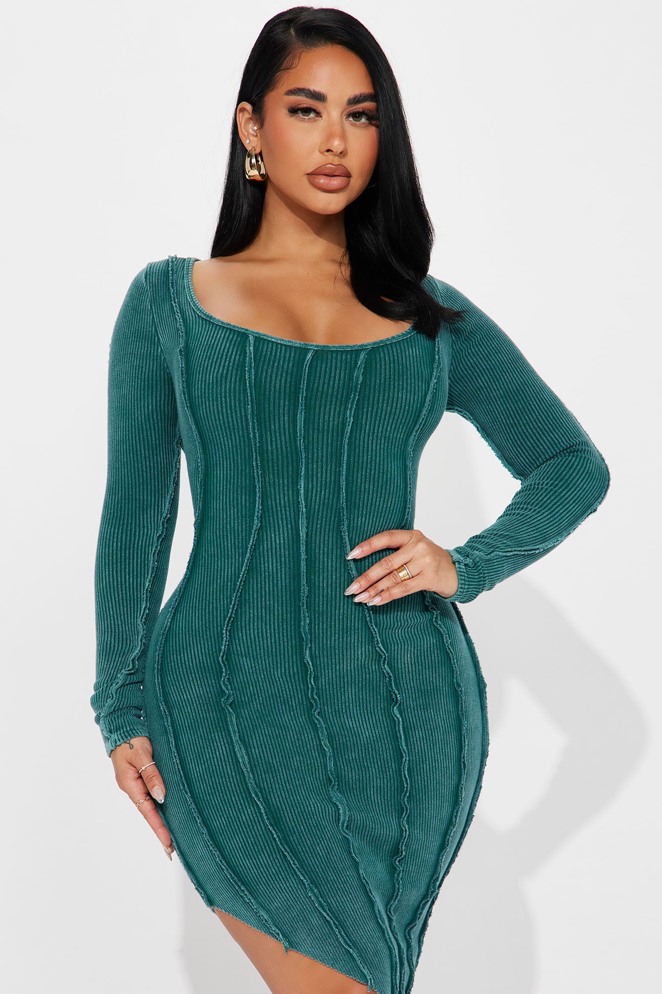 Celeste Ribbed Midi Dress - Teal