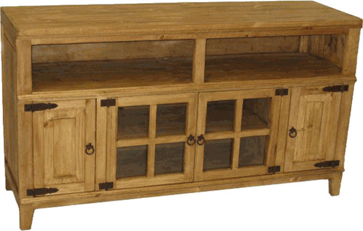 Rustic Pine Wood 60 quotTV Stand   Rustic   Entertainment Centers And Tv Stands   by san carlos imports llc  Houzz