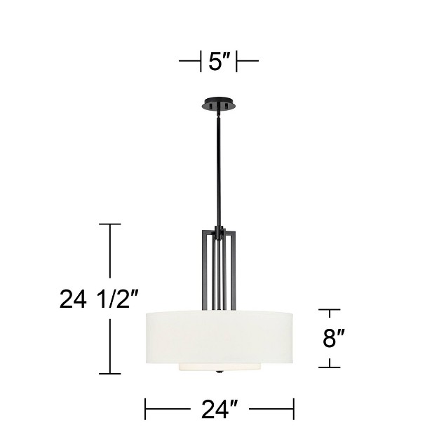 Wide Modern Double Shade 4 light Fixture For Dining Room Foyer Kitchen Island