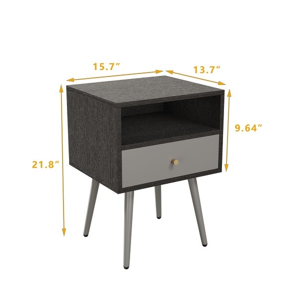 Nightstand with 1 Storage Drawer Set of 2