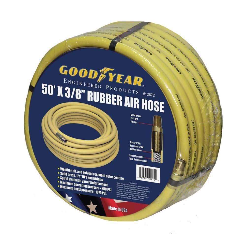 Goodyear 50 ft. x 38 in. Rubber Air Hose in Yellow 12672