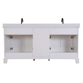 Home Decorators Collection Terryn 72 in. W x 20 in. D x 35 in. H Vanity in White with Engineered White Marble Top and White Sinks TJ-TNV7220WH