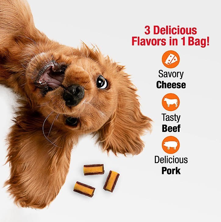 Good 'n' Tasty Triple Flavor Roll-Ups Dog Treats， 4-oz bag