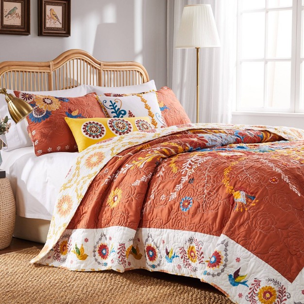 Greenland Home Fashions Topanga Quilt amp Sham Set Orange yellow white