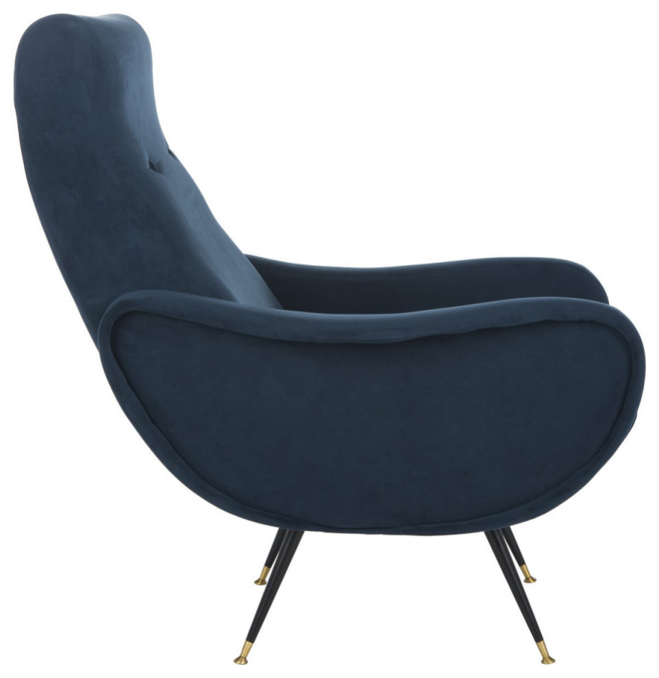 Olivia Velvet Retro Mid Century Accent Chair Navy   Modern   Armchairs And Accent Chairs   by Virgil Stanis Design  Houzz