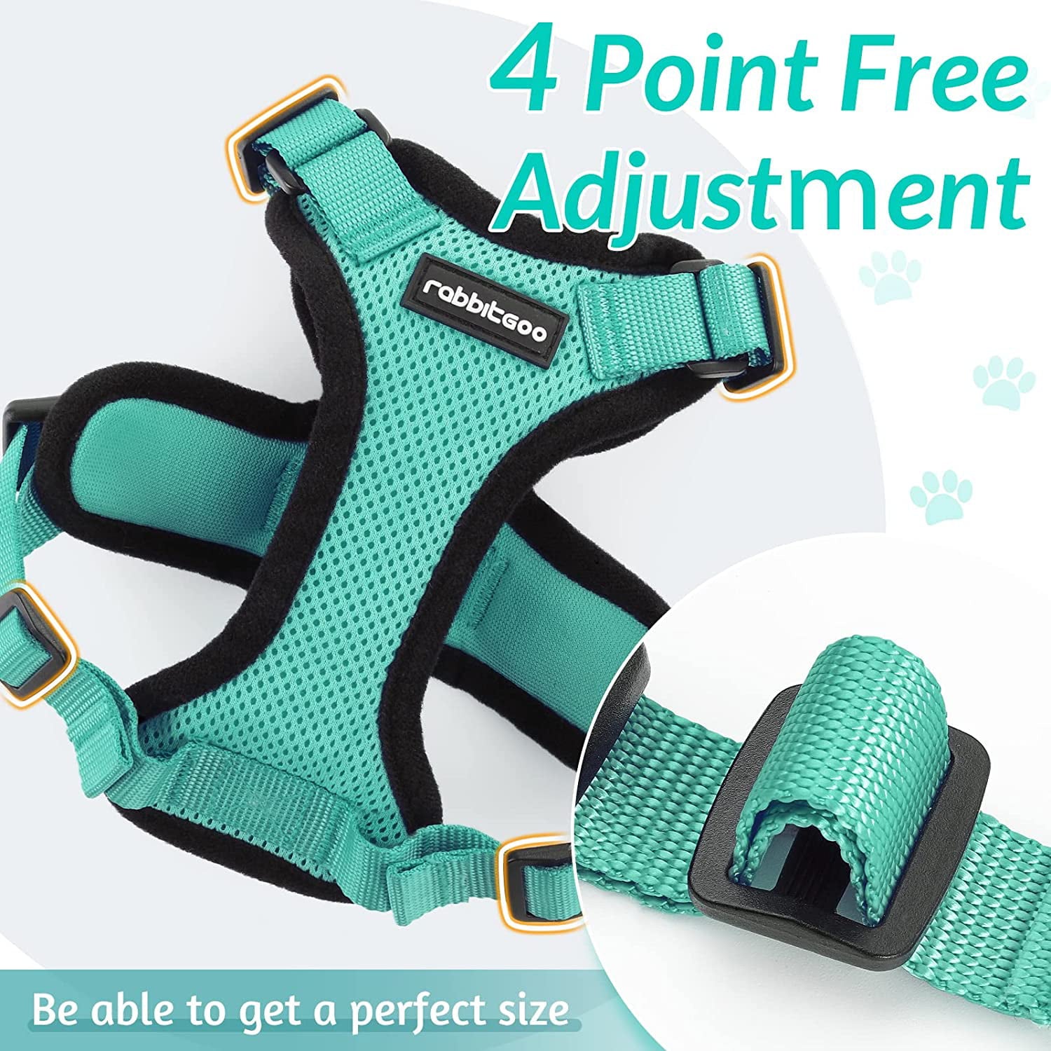 Rabbitgoo Cat Harness and Leash for Walking，Escape Proof Soft Adjustable Vest Harnesses for Cats，Easy Control Breathable Reflective Strips Jacket，Green