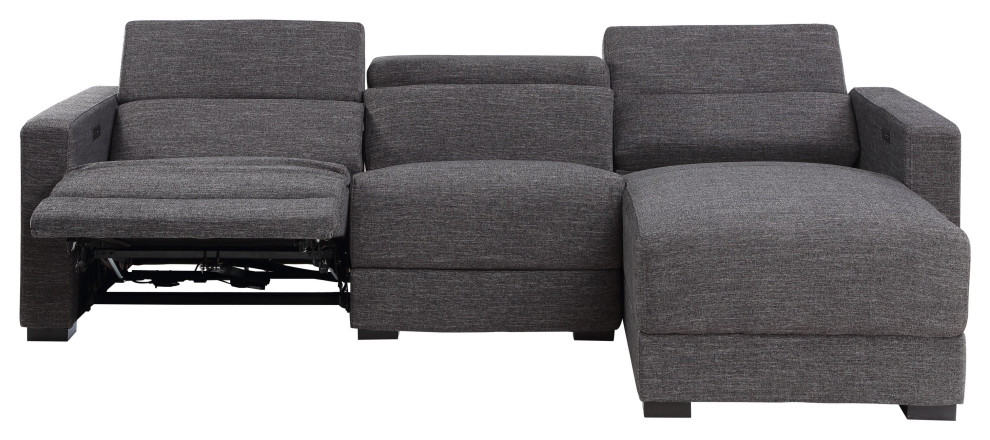 Zara Dark Gray Polyester Fabric Power Reclining Sectional   Transitional   Sectional Sofas   by Steve Silver  Houzz