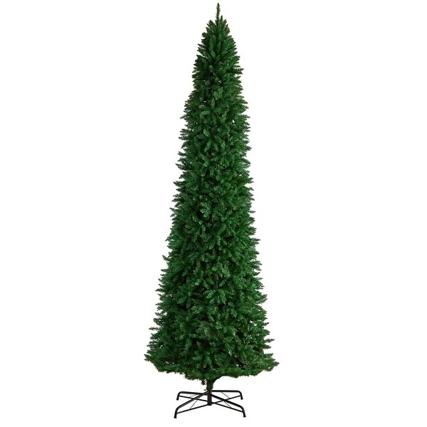 12' Slim Green Mountain Pine Artificial Christmas Tree with 3235 Bendable Branches