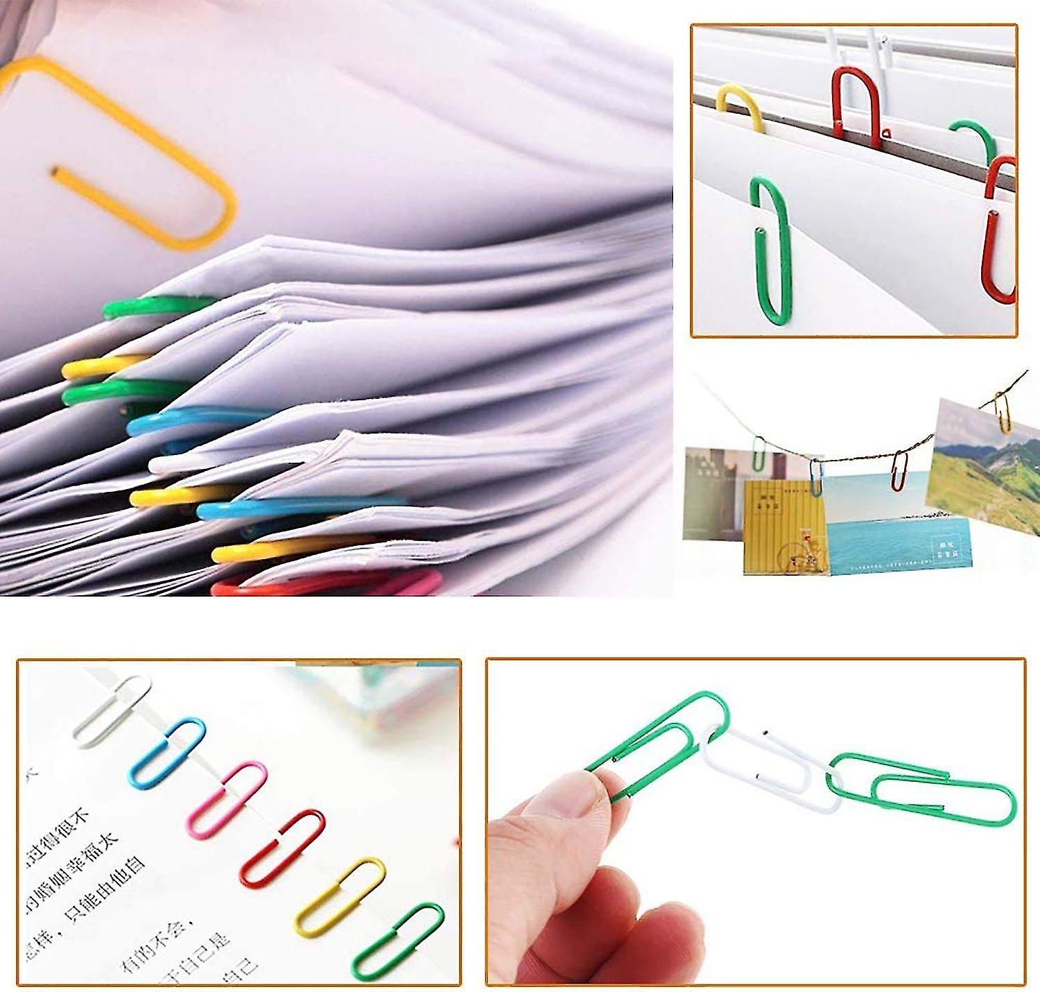 Colorful Paper Clips， 300pcs Mixed Colors Paper Clips With Plastic Box， 50mm Paper Clips， Colorful Paper Clips， 6 Colors