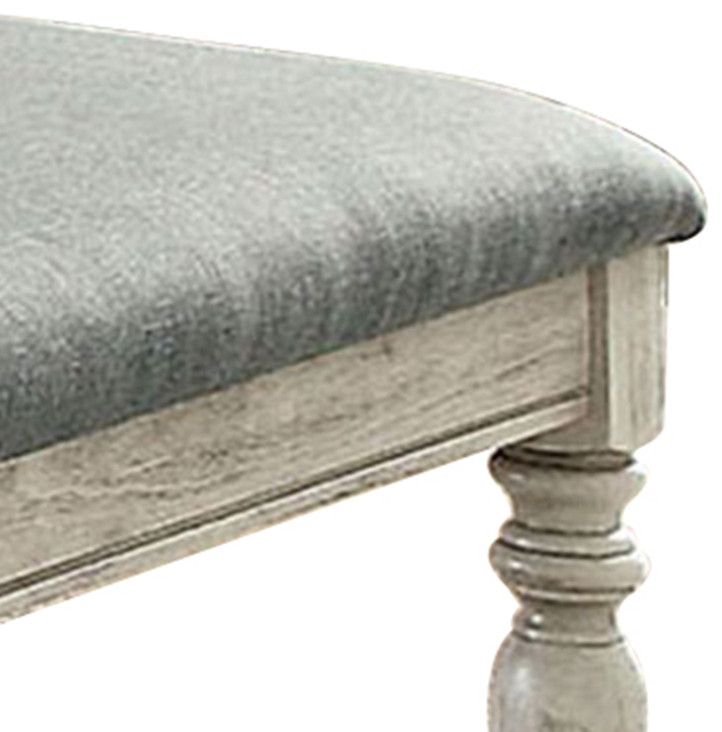 Transitional Fabric Upholstered Wooden Bench Gray And White  Saltoro Sherpi   Farmhouse   Upholstered Benches   by VirVentures  Houzz