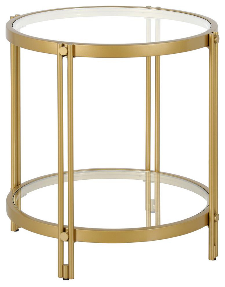 Inez 21  x27 x27Wide Round Side Table In Brass   Contemporary   Side Tables And End Tables   by BisonOffice  Houzz