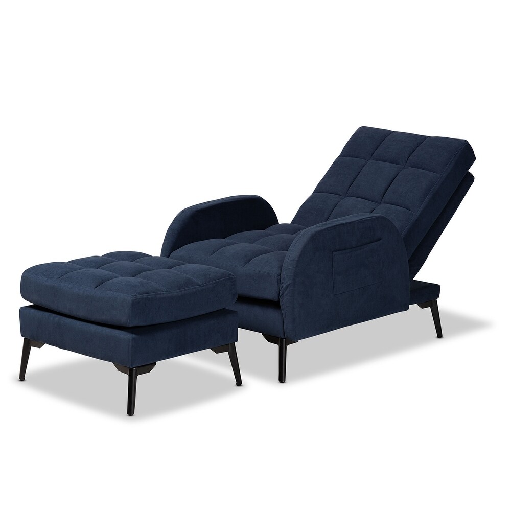 Belden Modern   Contemporary Velvet Upholstered Metal Lounge Set  Navy