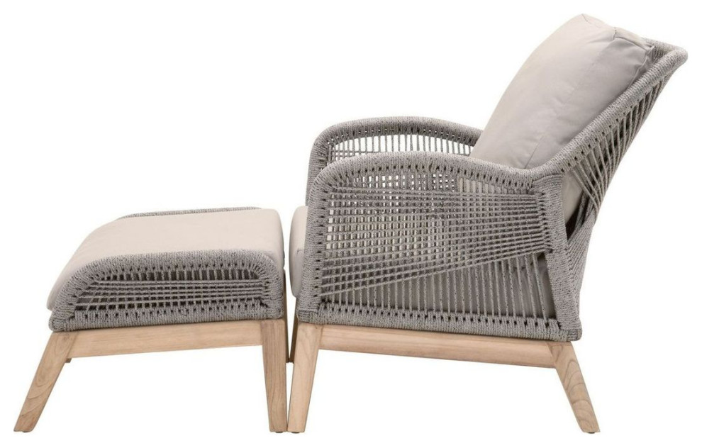 Essentials For Living Woven Loom Outdoor Footstool Light Gray   Beach Style   Outdoor Footstools And Ottomans   by Unlimited Furniture Group  Houzz