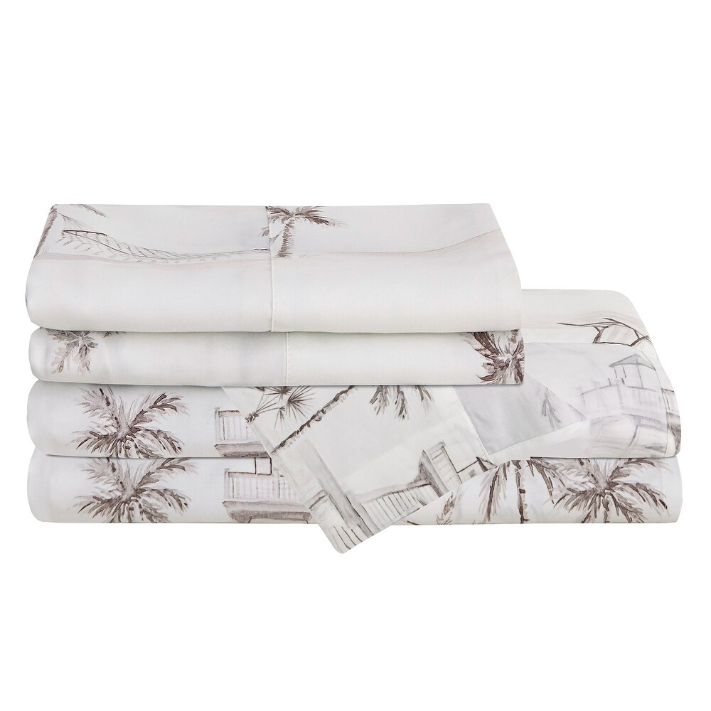 HiEnd Accents 100% Lyocell Seaside Watercolor Toile Sheet Set  4PC