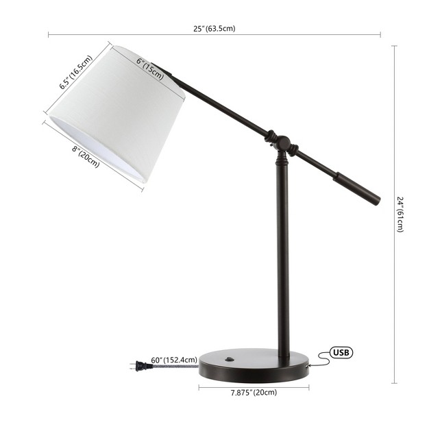 Troy Classic Contemporary Iron Led Task Lamp With Usb Charging Port Oil Rubbed Bronze includes Led Light Bulb Jonathan Y