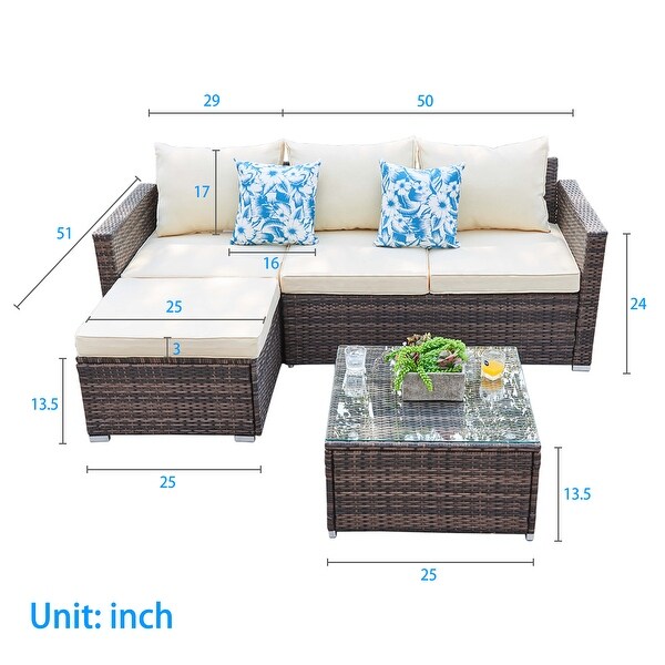 3-piece Patio Furniture Sets Resin Wicker Outdoor Sectional Sofa Chat Set - Overstock - 31721010