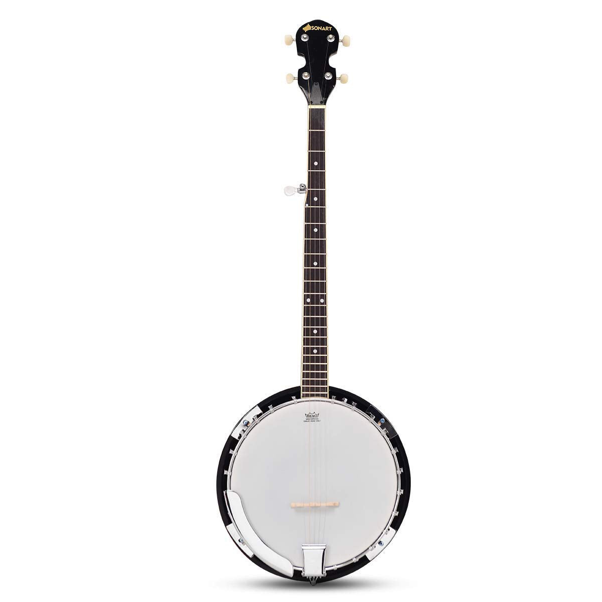 5-String Banjo 24 Bracket with Geared 5th tuner and Mid-range Closed Handle, Include 420D Oxford Cloth Bag, One Strap, Wiper, 3 Picks for Beginners