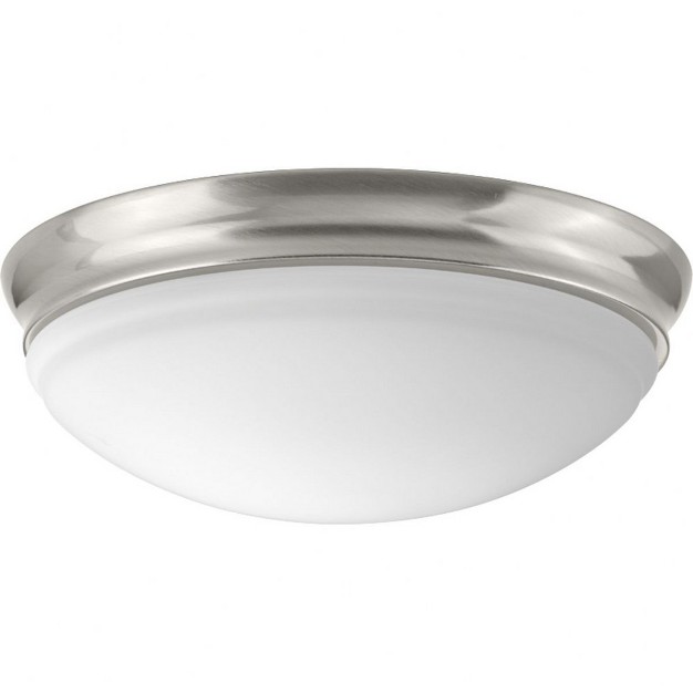 Progress Lighting Etched Glass Collection 1 light Flush Mount Brushed Nickel Etched Glass Material Steel