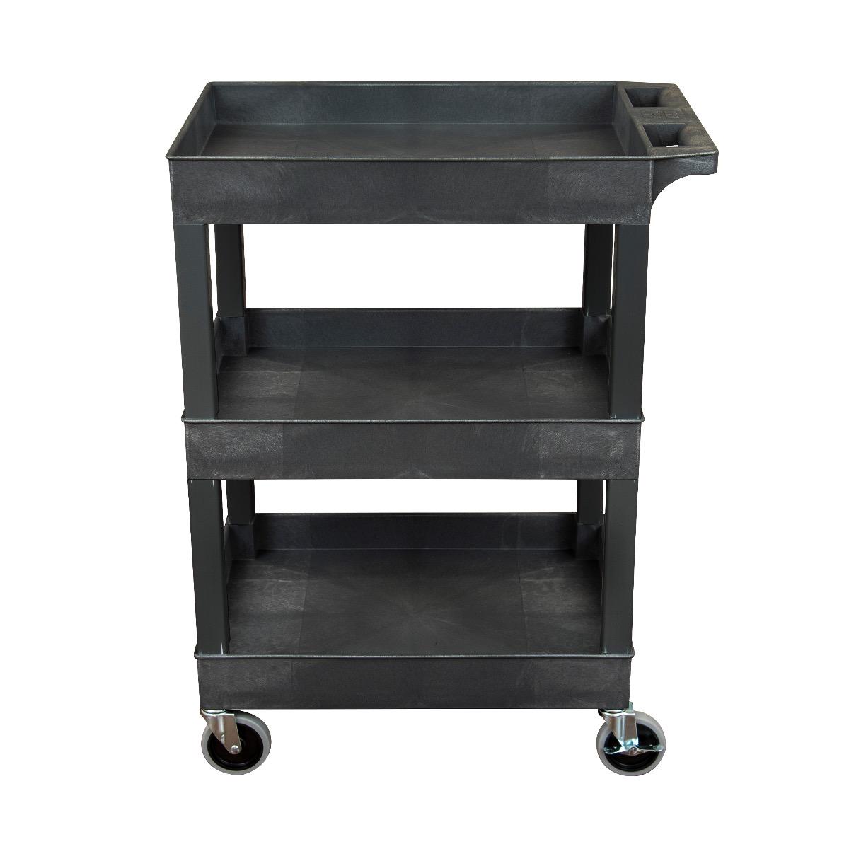 Luxor 24and#215;18， 3-Tub Shelf Utility Cart  Black