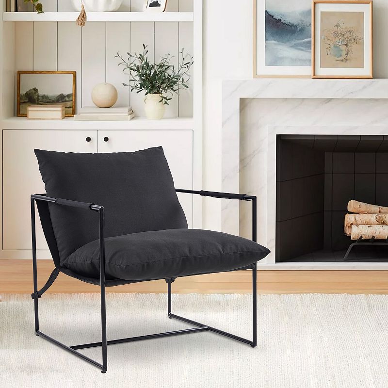 Unikome Modern Style Upholstered Sling Accent Chair with Metal Frame