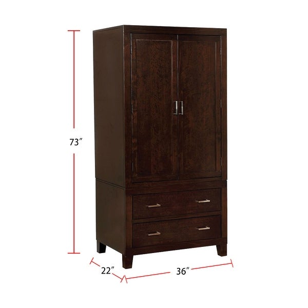 Wooden Armoire With 2 Drawers， Espresso - - 34443275